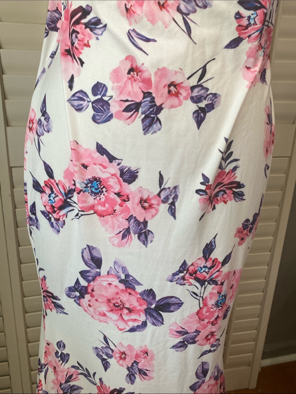 White Maxi Dress with Pink and Purple Floral Print - Picture 5 of 8